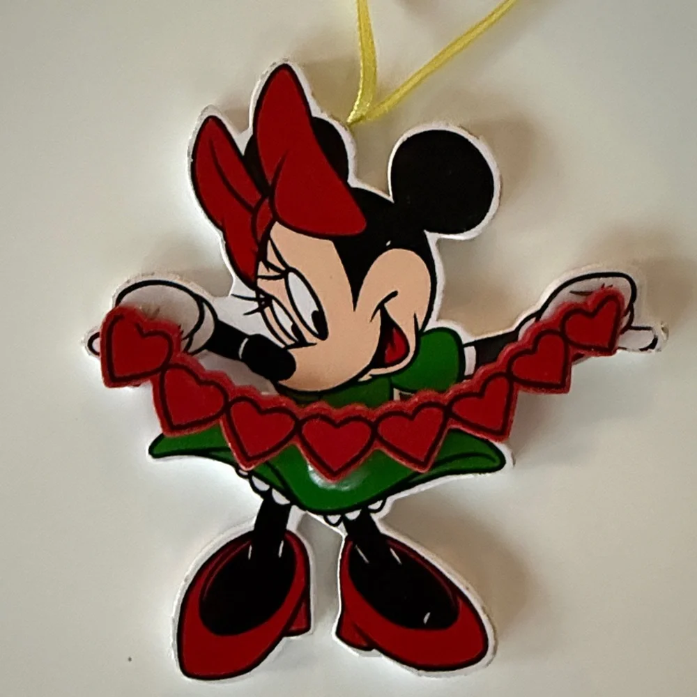 Kurt Adler Vintage Disney Wooden Snow White - Minnie Mouse Christmas Ornaments
